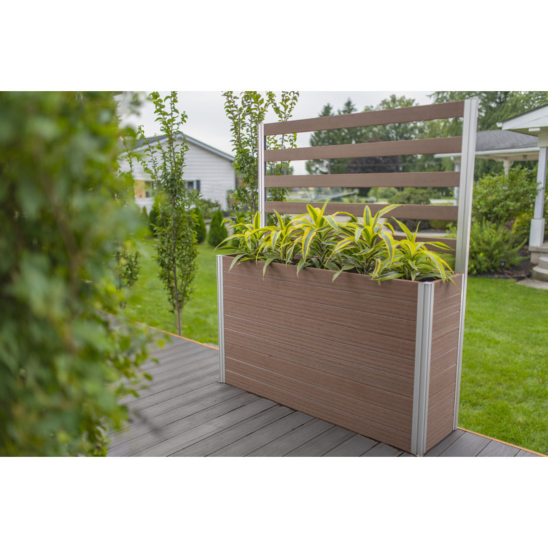 Boîte à fleurs en plastique avec treillis Urbana, Gris, H 66 po x l 39 po x P 16 po