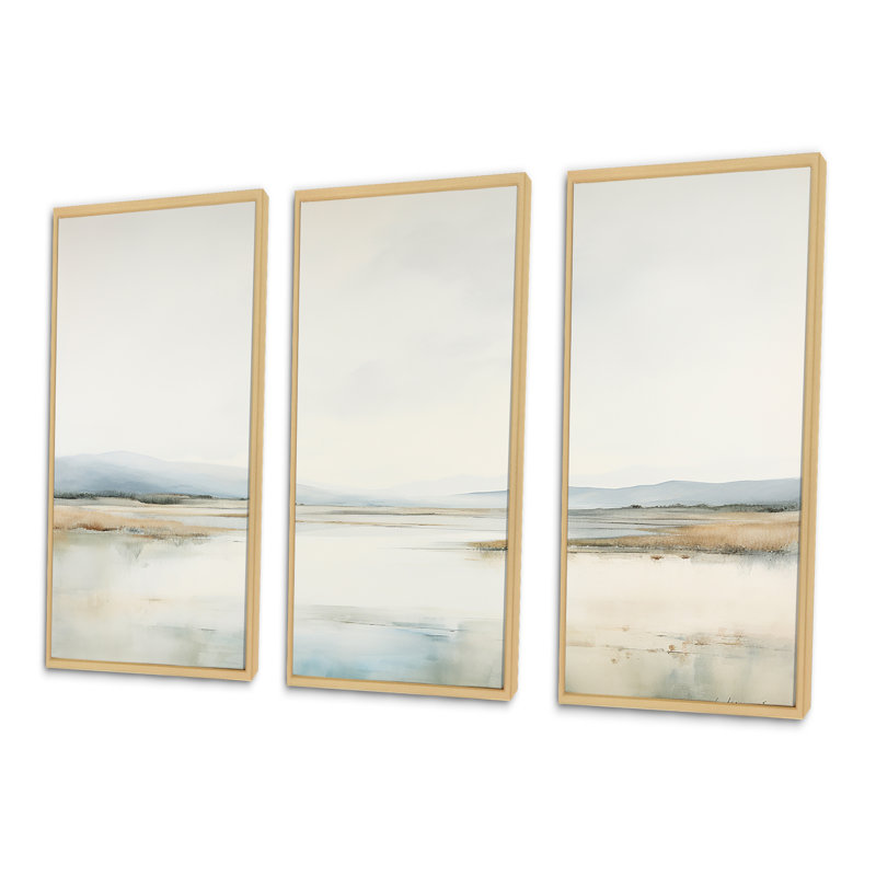 Tranquil Meadow Moments II - ensemble d'art mural prairie, H 40 po x l 60 po x P 1 po, Cadre naturel flottant
