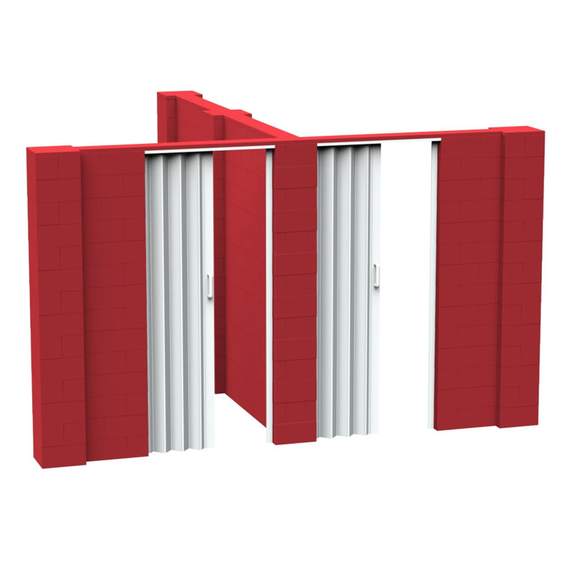 Ensemble mural en forme de T avec porte Everblock, H 84 po x l 144 po x P 120 po, Rouge