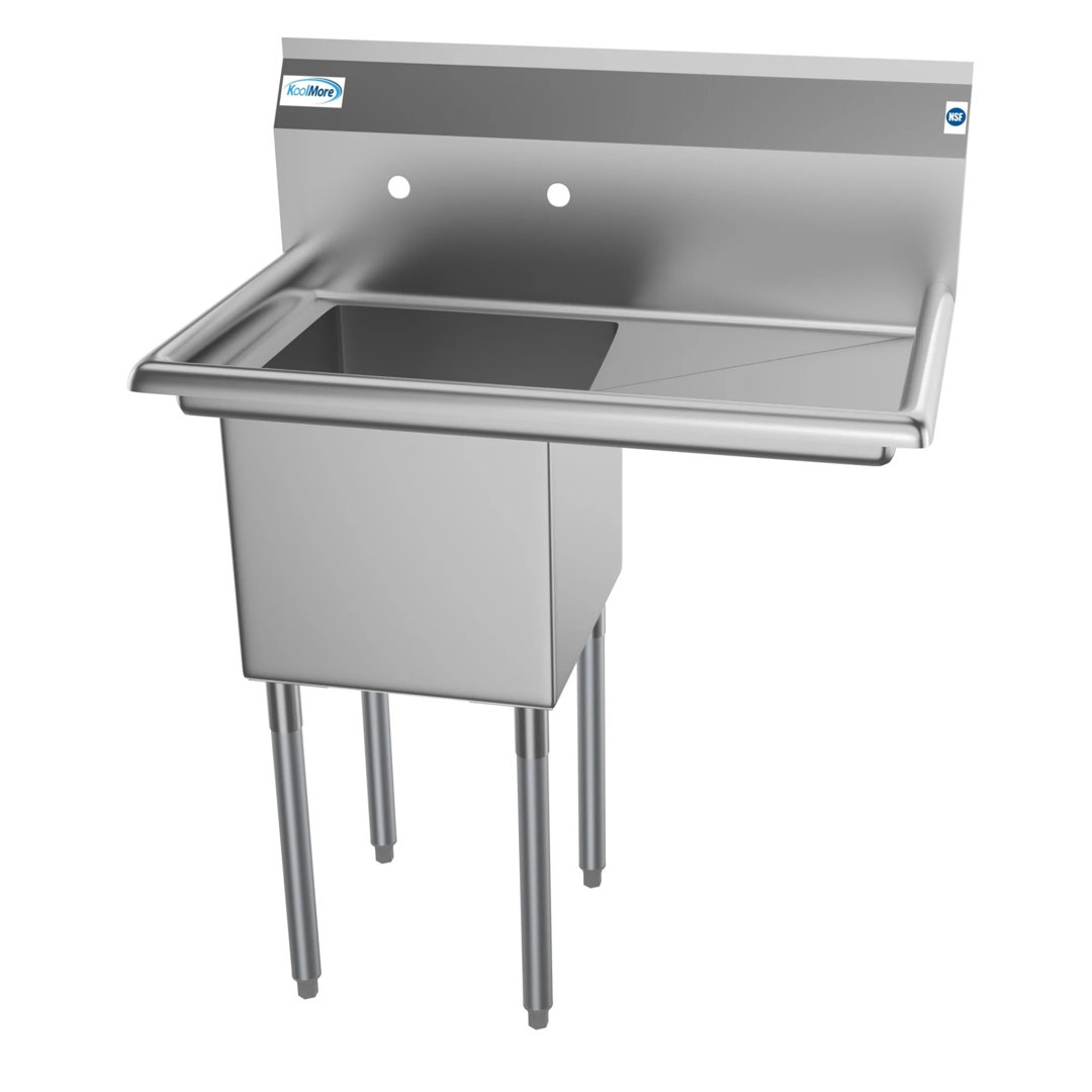 33 in. One Compartment Stainless Steel Commercial Sink with Drainboard, Bowl SA151512-15R3 KoolMore