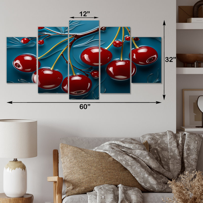  'Red Cherry Tree Explosion I - Cherry Multipanel Wall Art Canvas