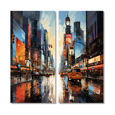 City Philadelphia Popart II - Multi-Color Industrial Wall Art Set Of 2