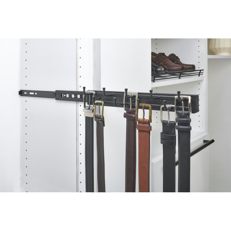 Sliding Belt Rack For Custom Closet Systems, Black, 2.32" H x 2.28" W x 14" D