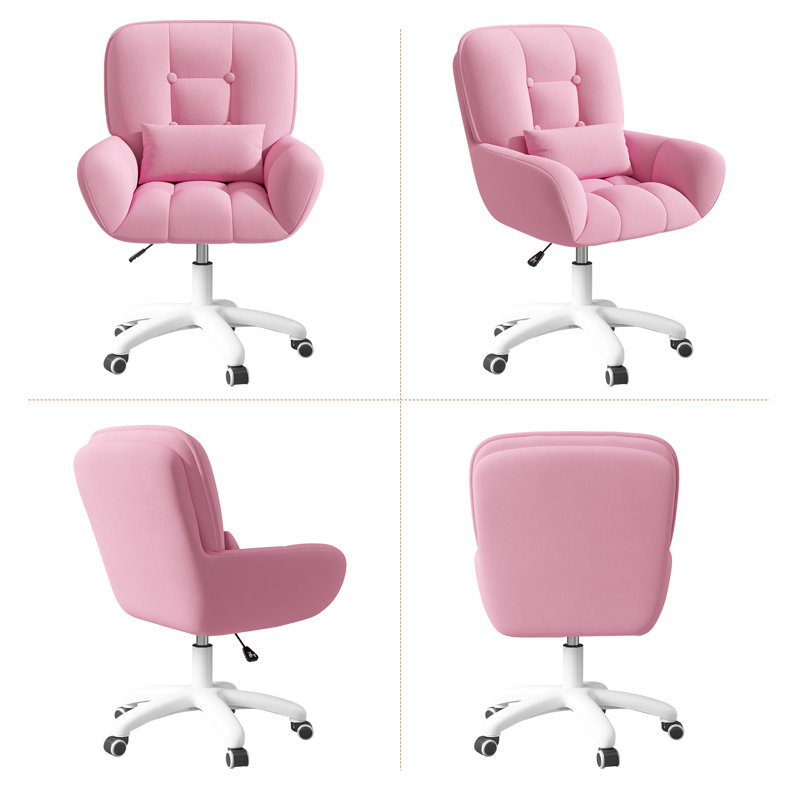 Fairmont Park Velvet Office Chair, Pink, Black