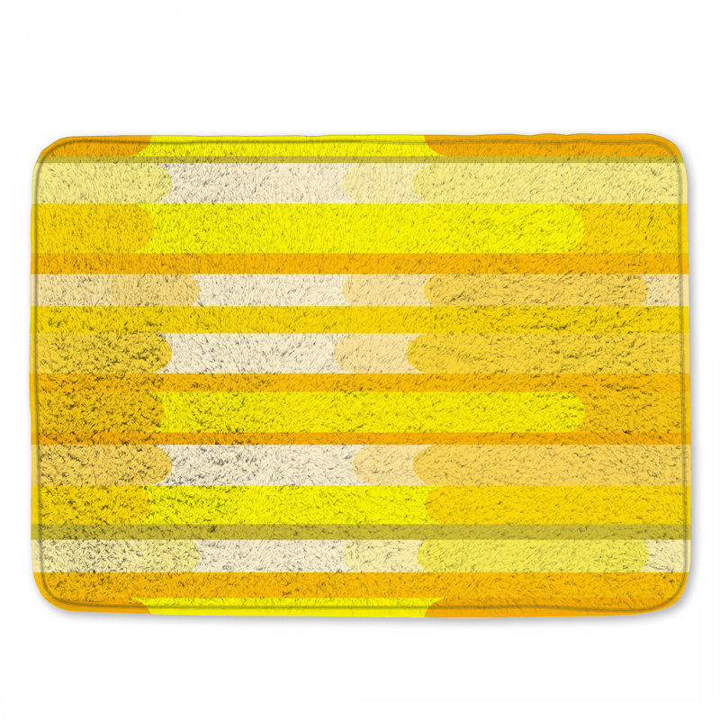 Tapis de bain jaune à rayures, L 24 po x L 17 po