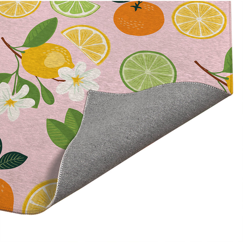 Tapis de sol antidérapant Sunny Citrus, L 84 po x P 60 po, Rose