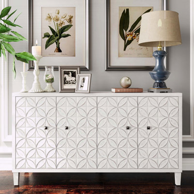 Armoire d'appoint avec finition blanche délavée chic
