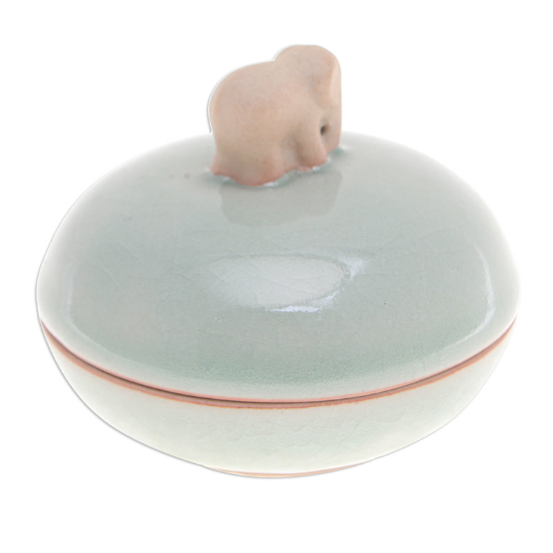 Dakota Fields Handmade Elephant Allure Celadon Ceramic Jar