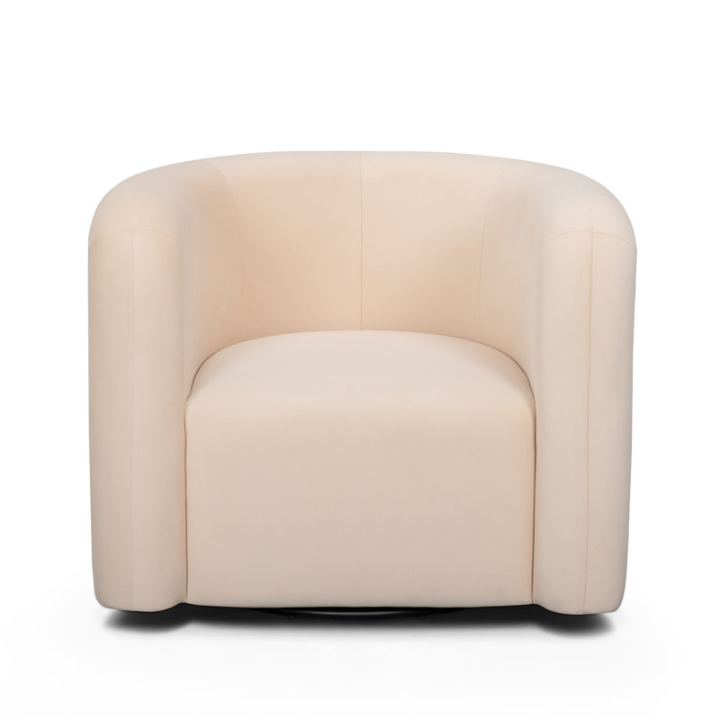Fauteuil d'appoint pivotant en velours Curves Peach, Orange