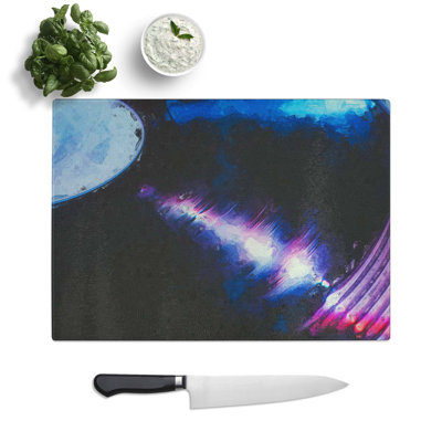 Tempered Glass Vinyl Record Spin in Abstract Chopping Board