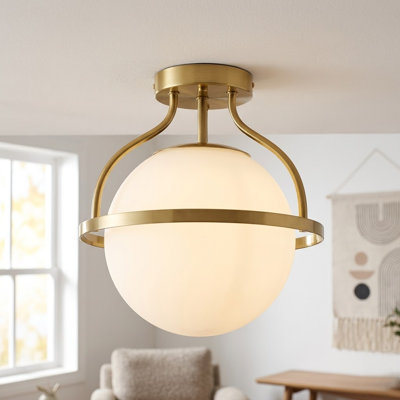 Plafonnier semi-encastré sphérique 11,2 po 1 sphère en verre givré pour salle à manger