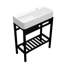 Évier de console en céramique 28 po x 12 po avec planche à récurer intégrée, construction hygiénique, peu encombrante, utilisation polyvalente intégrée, pieds en acier inoxydable, utilisation dans l'environnement