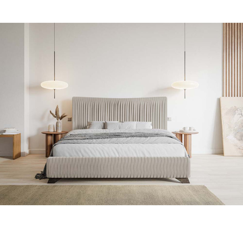 Dezmariah Upholstered Fabric Bed Frame, Beige