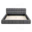 Grand lit plateforme tapissier avec tissu épais, lit au sol avec structure solide, gris