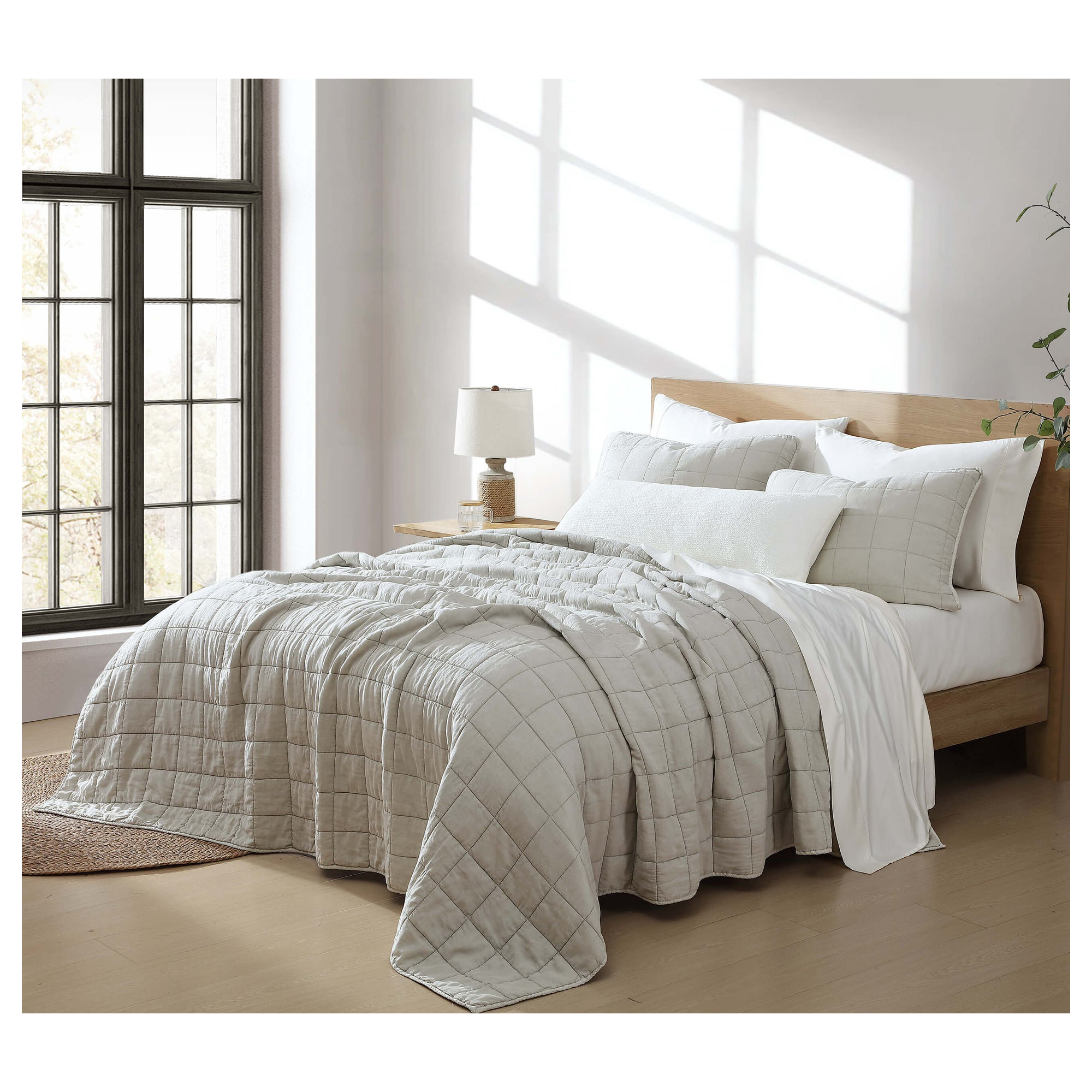 Stonewashed Lyocell Viscose Blend Sham Set, Bone, King