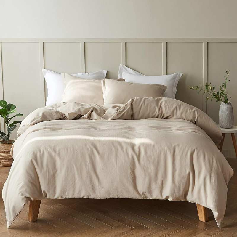 Linen Duvet Cover Set, Linen, California King Duvet Cover + 2 King Pillowcases
