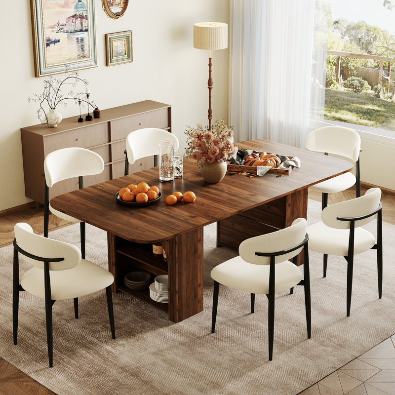 Ensemble de salle à manger de style campagnard des années 50, table rectangulaire en bois avec chaise de salle à manger rembourrée