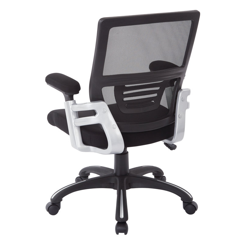 High-Back Executive Swivel Chair with Mesh and Leather, Black