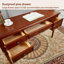 47.24"Brown Retro Rectangle Solid Wood Writing Desk,5-drawer-1576453853