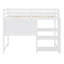 Lit mezzanine en bois avec tablettes, bureau et tableau d'écriture-1360801319