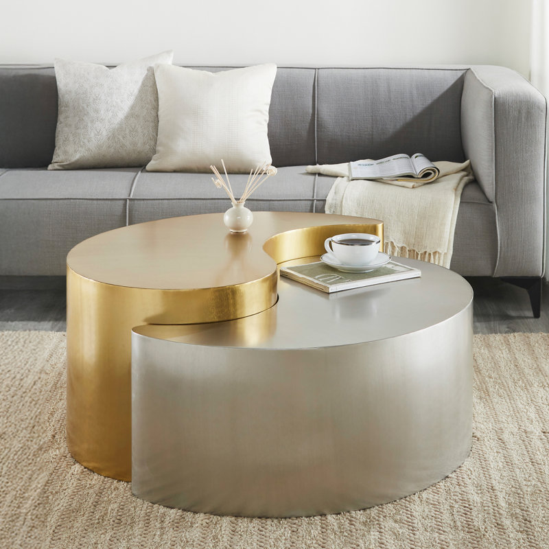 Table de bout Addington, Or et argent