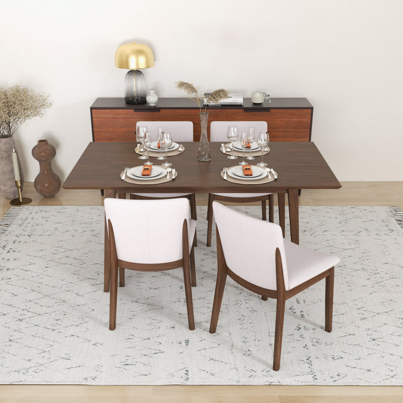 Ensemble repas pour 4 personnes Dipson, Noyer, Beige