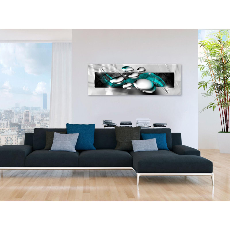 " Shiny Stones Narrow Turquoise ", 20" H x 59" W x 0.7" D