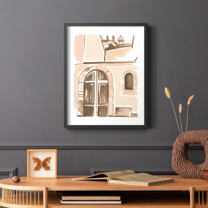 Blush Architecture Study V, reproduction encadrée - bois massif, Noir, H 10 po x l 8 po