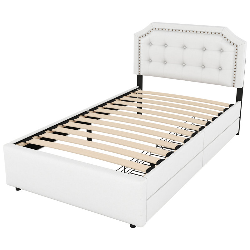 Sakath Upholstered Storage Bed, Beige
