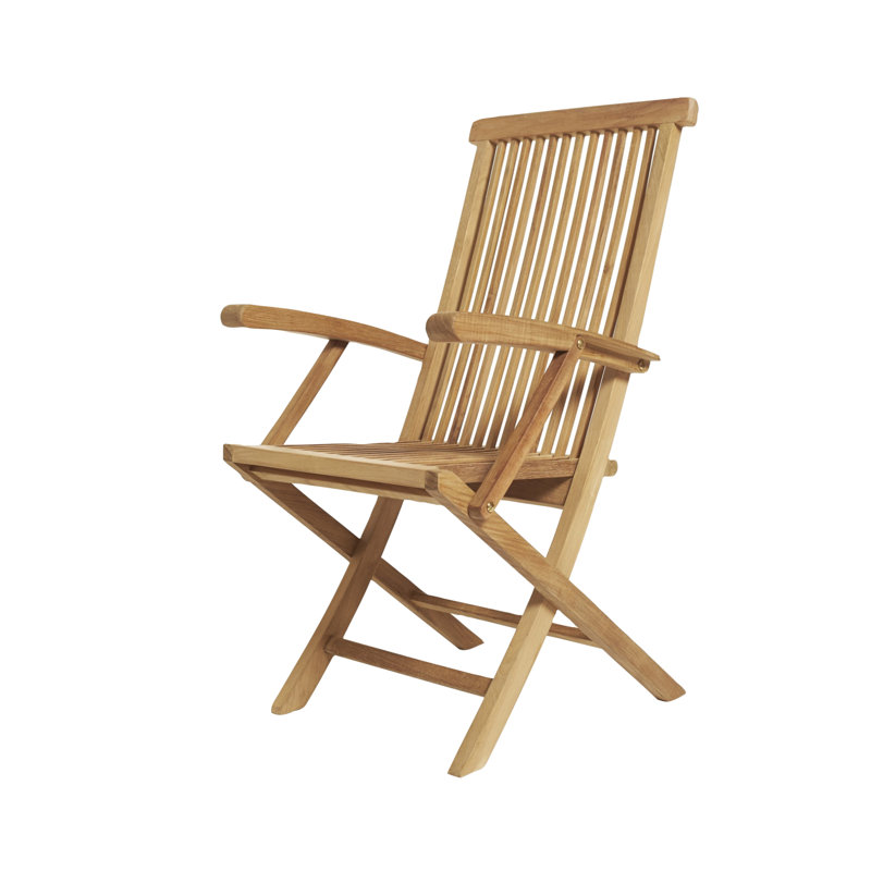 Honey Teak Wood Folding Dining Armchair