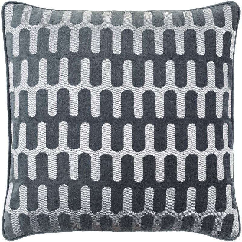 Coussin décoratif en coton Geometric, Polyester/ Bourre en polyester, Vert, 20 po x 20 po