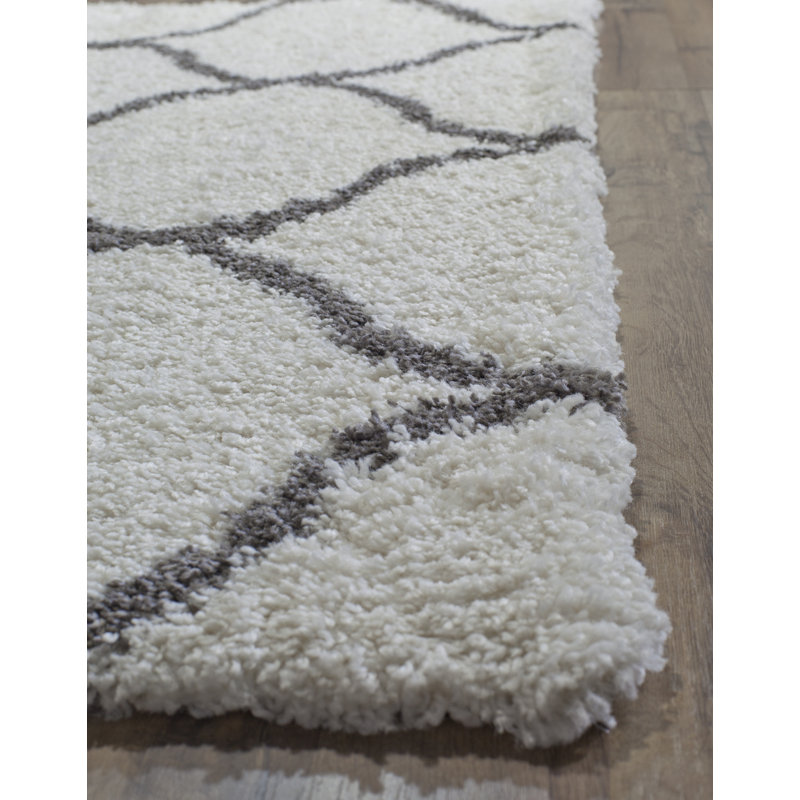 Tapis gris anthracite ivoire Feather, 8 pi x 10 pi