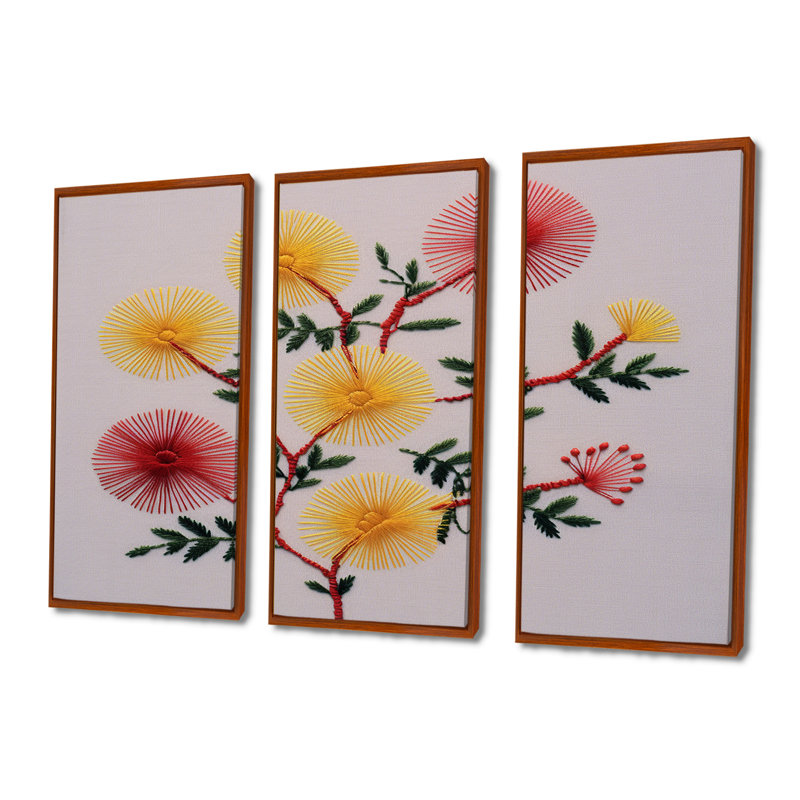 Bonneau - ensemble d'art mural coquelicot, Cadre flottant brun, H 32 po x l 48 po x P 1 po