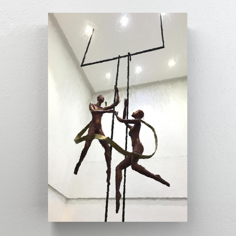 «Dancing Humans Hanging Decor Interior Room with Lights», reproduction d'art graphique sur toile tendue 1 pièce