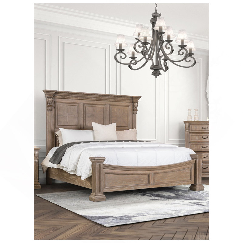 Mobilier de chambre à coucher formel traditionnel traditionnel en chêne vieilli 1pc