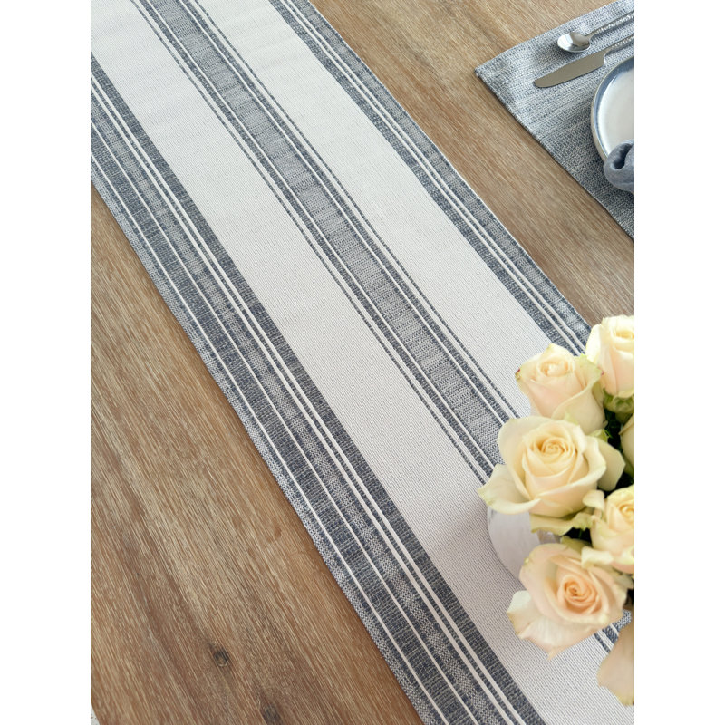 Striped Table Runnner, White