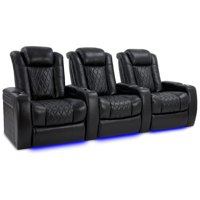 Siège de cinéma inclinable électrique en cuir véritable avec porte-gobelet 104 po Tuscany