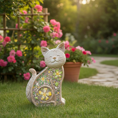 Solar Power Outdoor Garden Figurine Cat
