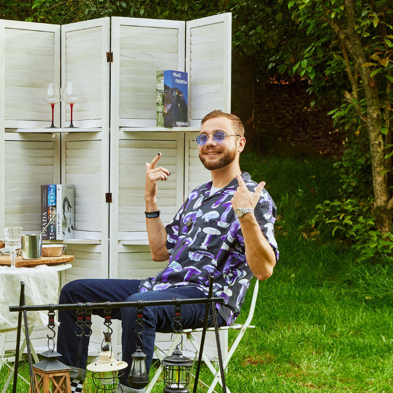 Paravent avec tablettes, écran en bois pliable de 5,6 pi avec charnières doubles, H 67 po x l 62,80 po x P 0,79 po