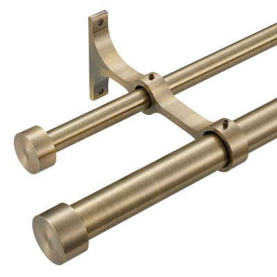 Double Curtain Rods with Aluminum End Cap and Full Surround Brackets