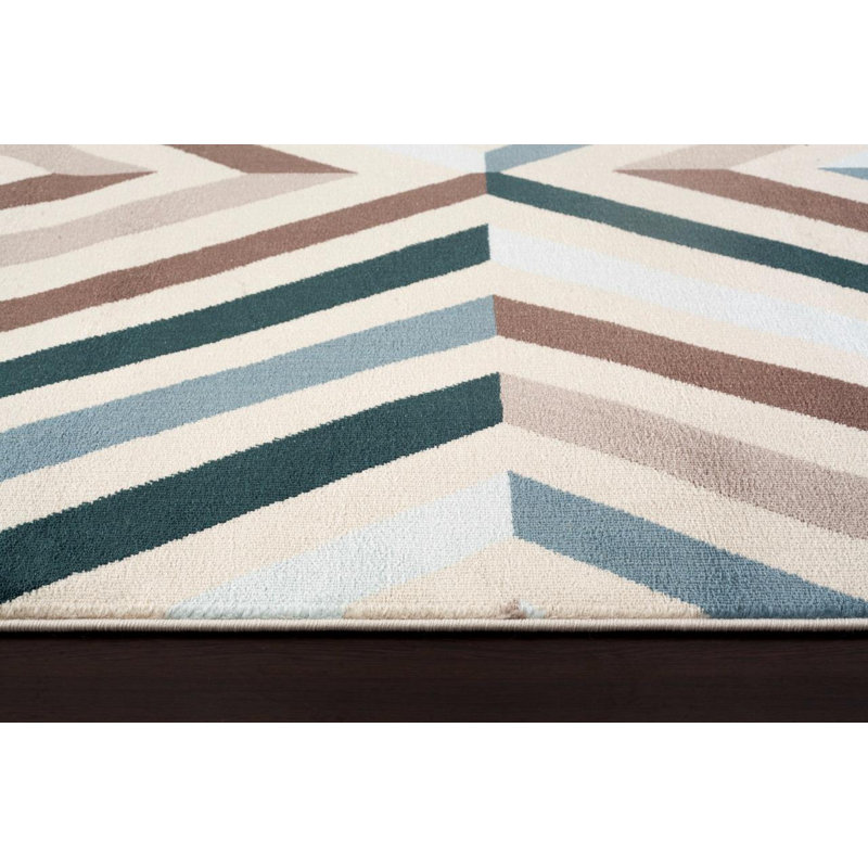 Tapis décoratif d’intérieur/d’extérieur bleu/brun Bennet, Rectangle 5 pi 2 po x 7 pi 2 po