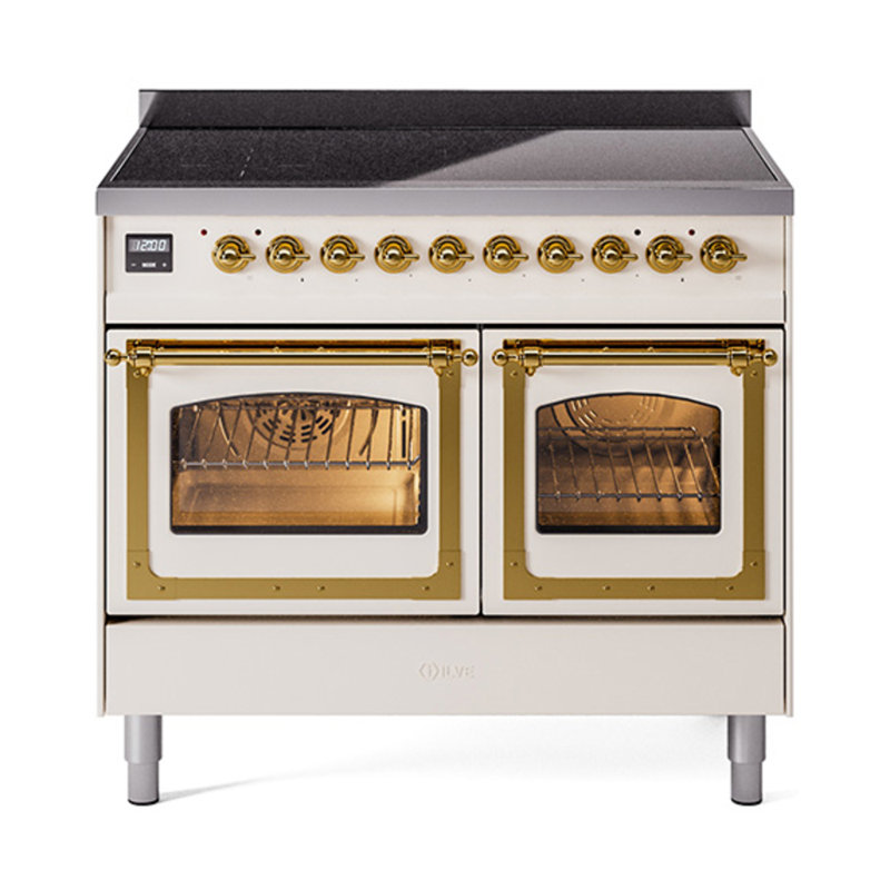 ILVE Nostalgie II Noblesse 40 in Induction Range, Antique White/Brass
