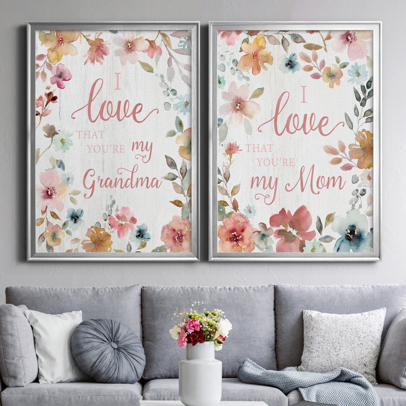 «Love Grandma», reproduction encadrée de qualité supérieure, prête à être accrochée, Argent, H 26,5 po x l 73 po x P 3 po