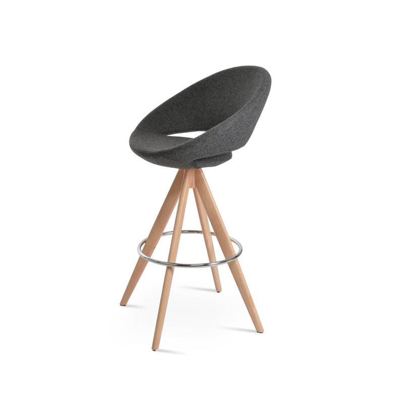 Tabouret pivotant Crescent Pyramid, 29 po de hauteur de bar, Naturel, Gris foncé W.