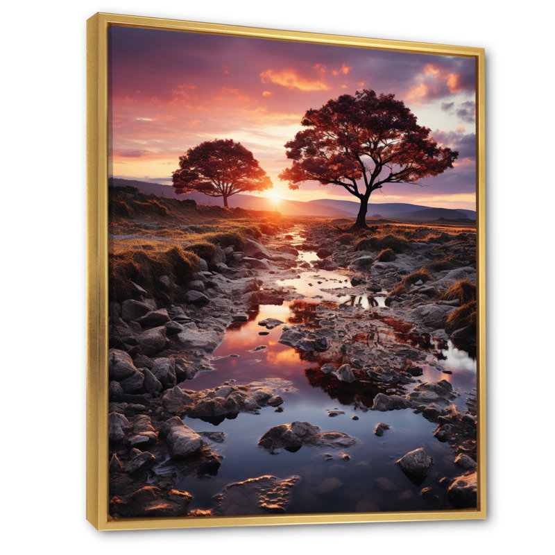 Arbres de l'aube Wybolt Allemagne, H 32 po x l 16 po x P 1 po, Cadre flottant doré