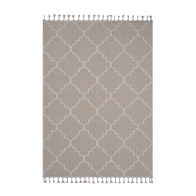 Collection Ivory / Trellis Indoor / Outdoor Area Rug, Rectangle 5'3" x 7'6"