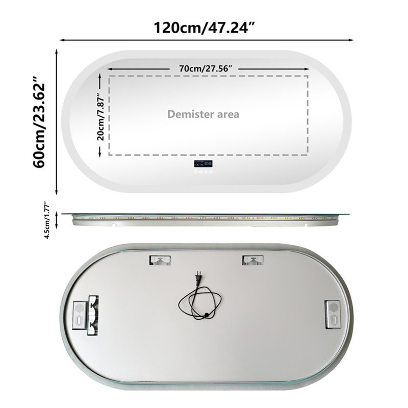 Oval Blutooth Led Mirror, 60 cm x 120 cm