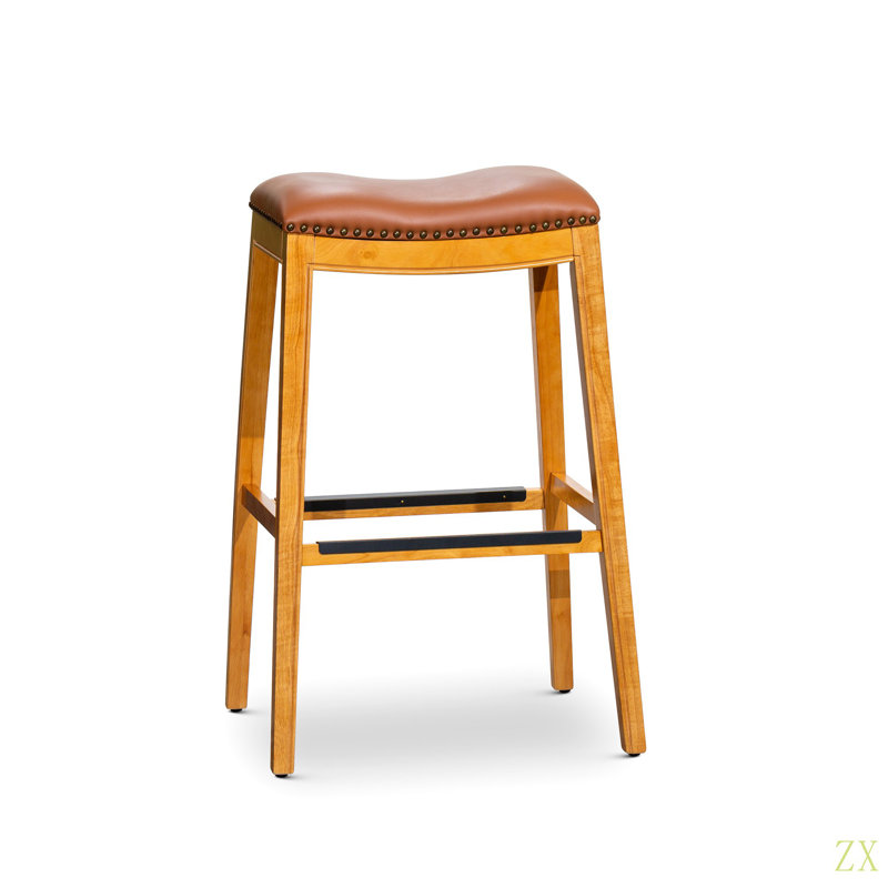 Tabouret 30 ", siège en cuir, Siège brun / cadre brun