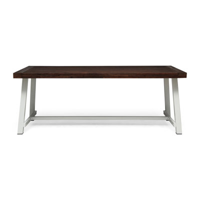 Modern Industrial Wood Dining Table 79 - Metal Frame Seats 8 79"x36"x30" Dark Brown And White Garden Furniture Style Outdoor Persons 79" Length X 36" Width 30" Height +