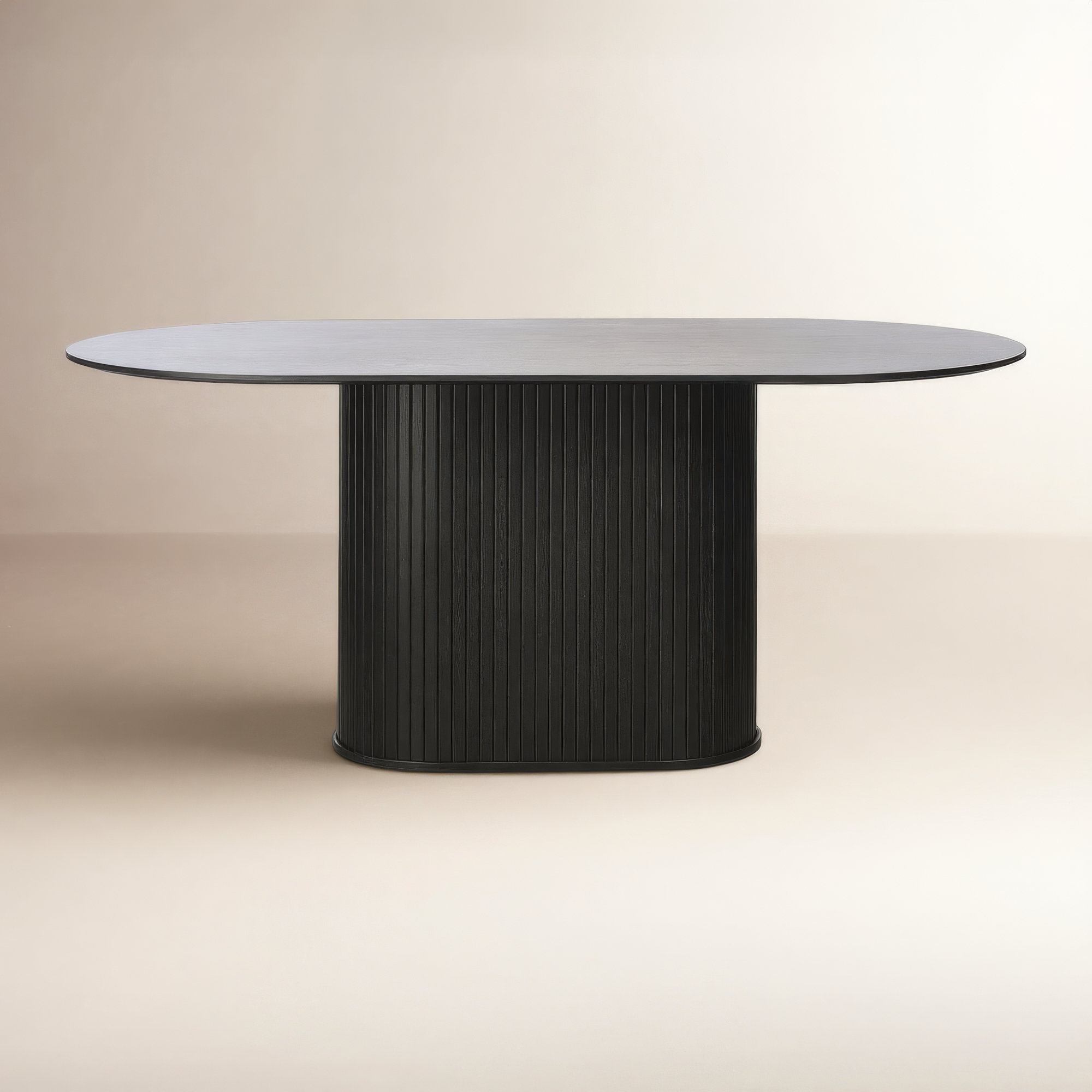 Iris 71'' Oval Dining Table, Black Oak